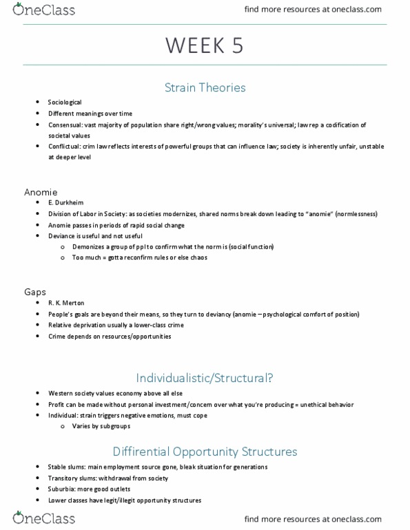 CRM 1300 Lecture Notes - Lecture 5: Relative Deprivation, Reaction Formation, Individualism thumbnail