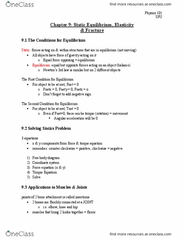 PHYS 101 Chapter Notes - Chapter 9: Free Body Diagram, Angular Acceleration, Coordinate System thumbnail