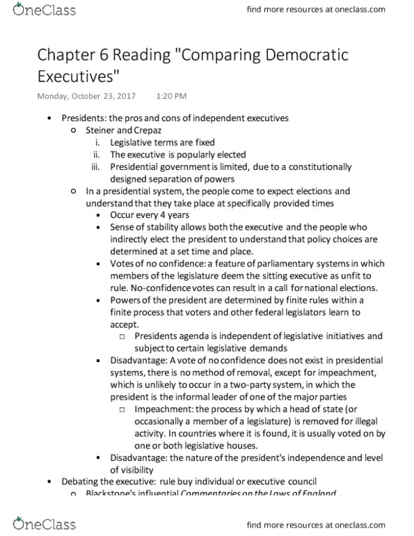 POL S 101 Chapter Notes - Chapter 6: Indirect Election, Presidential System, Party System thumbnail