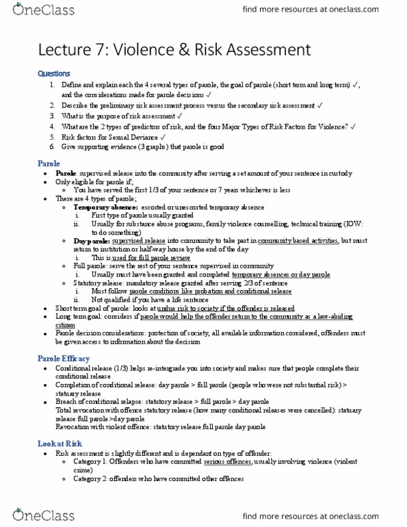 PSY328H1 Lecture Notes - Lecture 7: Law Abiding Citizen, Day Parole, Halfway House thumbnail