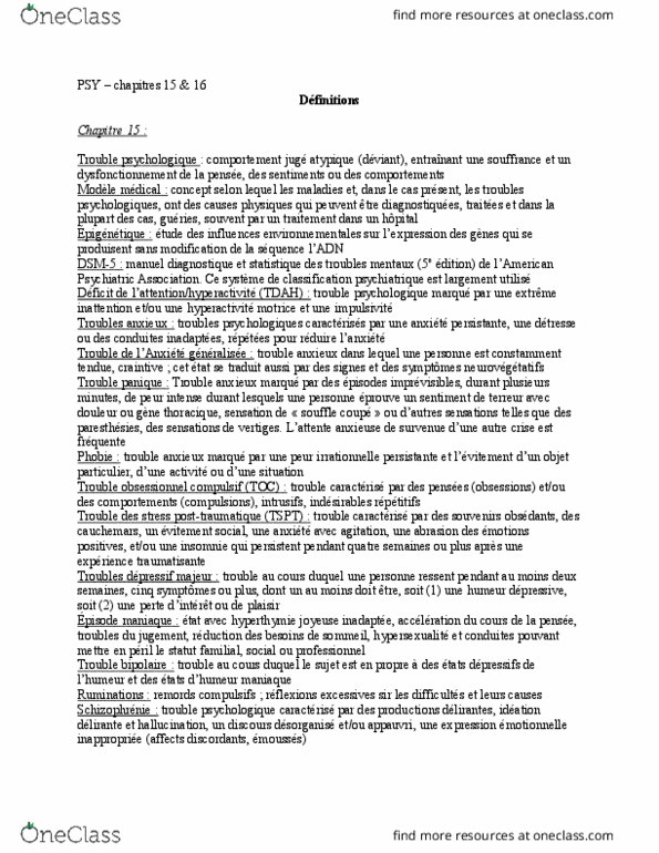 PSY 1502 Lecture Notes - Lecture 20: Dune, State Agency For National Security, Dsm-5 thumbnail