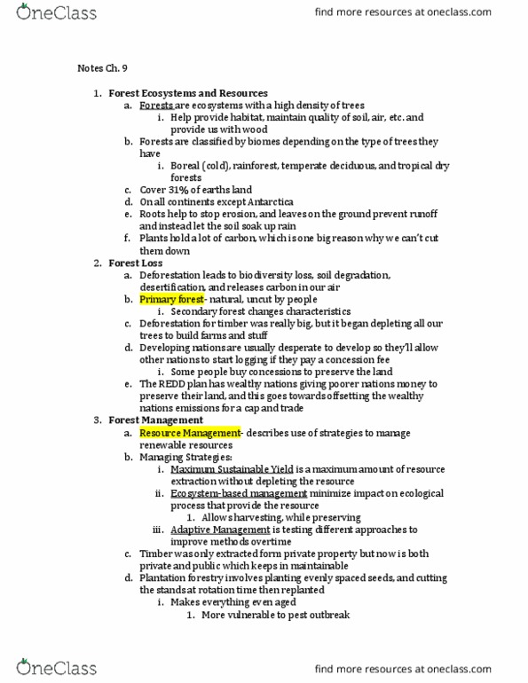 GEOL 0840 Chapter Notes - Chapter 9: National Forest Management Act Of 1976, Forest Ecology, Plantation thumbnail