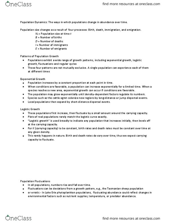 Biology 2483A Lecture 8: Population Dynamics thumbnail