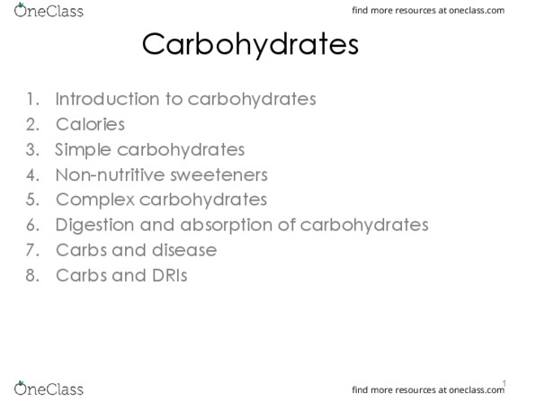 EXCI 233 Lecture Notes - Lecture 2: Carbohydrate, Calorie, Digestion thumbnail