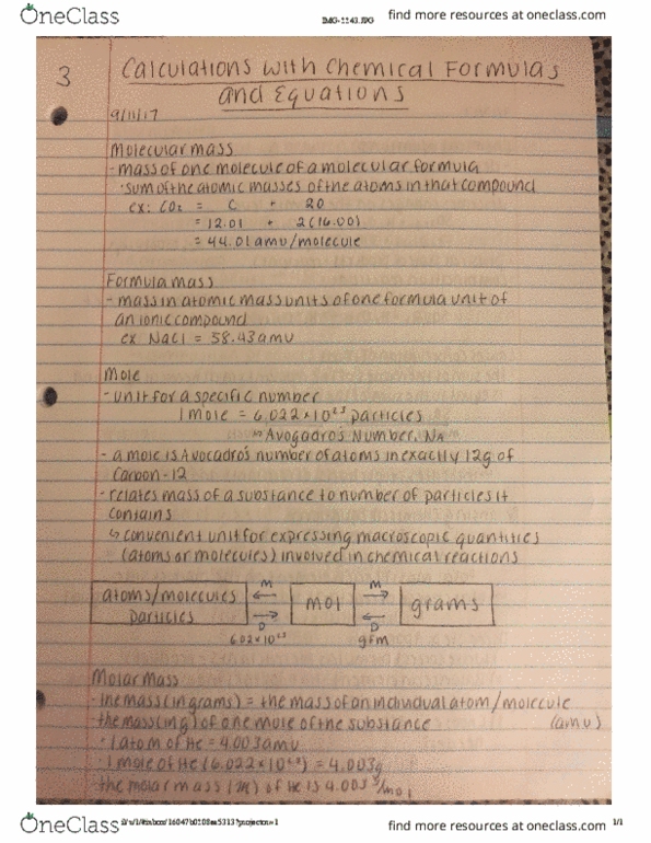 CHEM 107 Lecture 3: Calculations with Chemical Formulas and Equations thumbnail