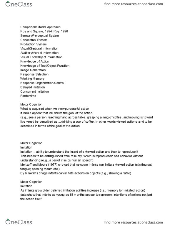 PSYC 3265 Lecture Notes - Lecture 11: 18 Months, Motor Imagery, Middle Frontal Gyrus thumbnail