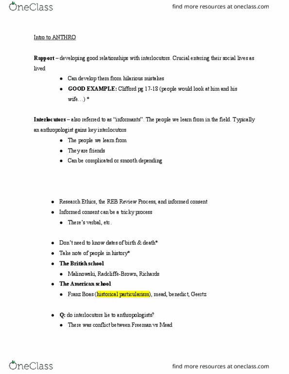 ANTA02H3 Lecture Notes - Lecture 12: Lewis H. Morgan, Epicanthic Fold, Franz Boas thumbnail