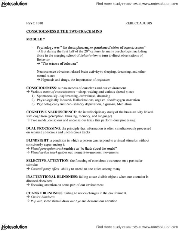 PSYC 1010 Chapter Notes -Circadian Clock, Circadian Rhythm, Rapid Eye Movement Sleep thumbnail