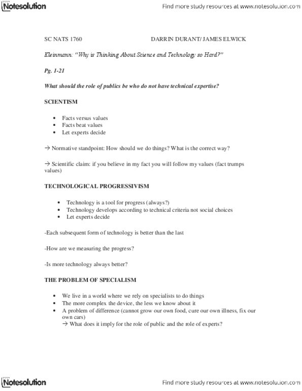 NATS 1760 Lecture Notes - Endometriosis, Herbicide, Technoscience thumbnail