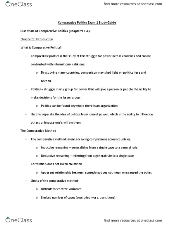 CPO 2001 Lecture Notes - Lecture 3: Comparative Politics, Inductive Reasoning, Deductive Reasoning thumbnail