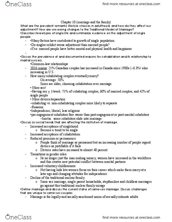 Psychology 2035A/B Chapter Notes - Chapter 10: Voluntary Childlessness, Open Marriage, Nuclear Family thumbnail