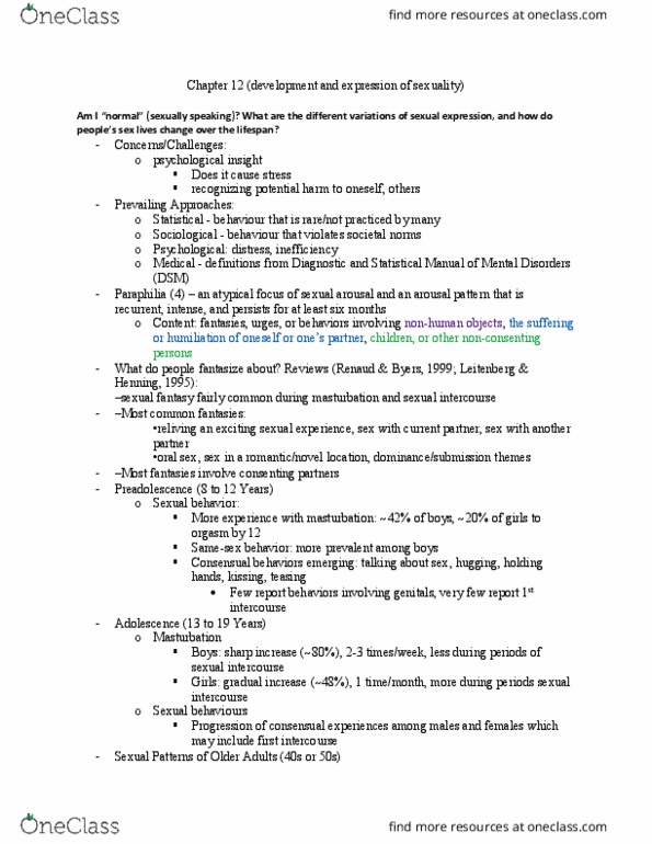 Psychology 2035A/B Chapter Notes - Chapter 12: Sexually Transmitted Infection, Sex Organ, Sexual Differentiation thumbnail