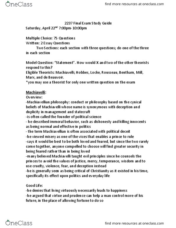 Political Science 2237E Study Guide - Fall 2016, Final - Negative ...