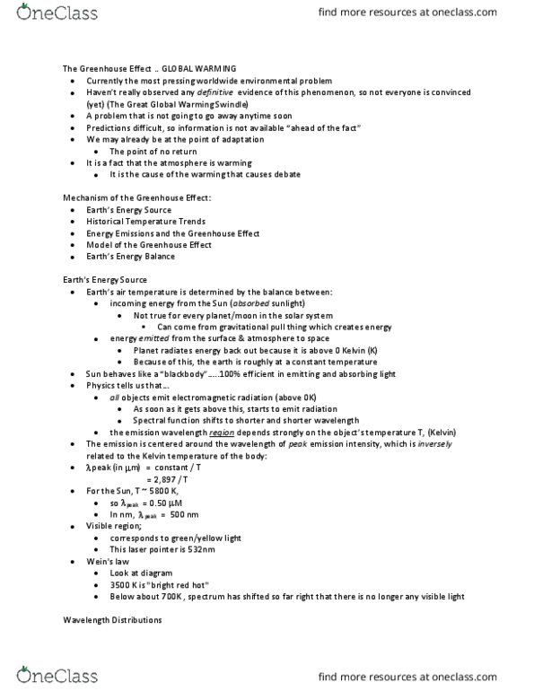 Chemistry 2210A/B Lecture Notes - Lecture 11: The Great Global Warming Swindle, Spectral Density, Emission Intensity thumbnail