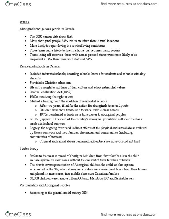 LAWS 3903 Lecture Notes - Lecture 8: Gradual Civilization Act, General Social Survey, Total Institution thumbnail