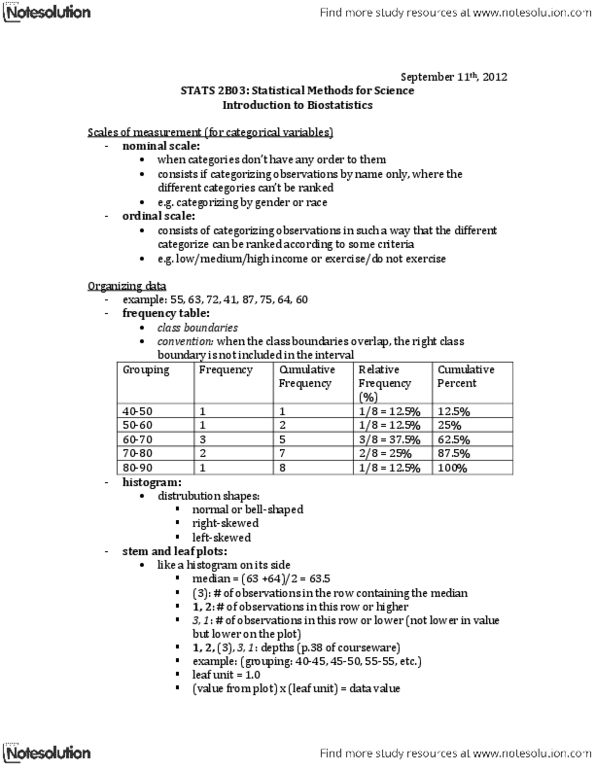 STATS 2B03 Lecture Notes - Level Of Measurement, Railways Act 1921 thumbnail