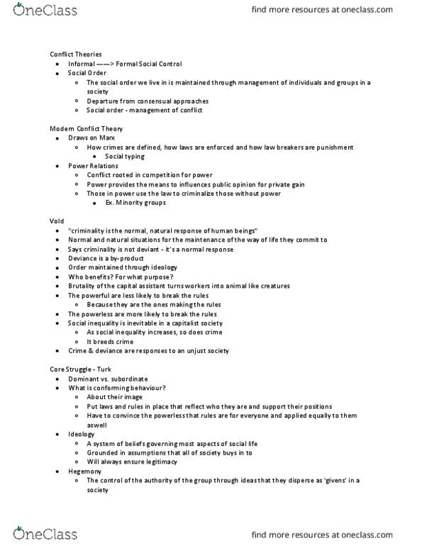 Sociology 2259 Lecture Notes - Lecture 1: Conflict Theories, Social Inequality, Social Order thumbnail