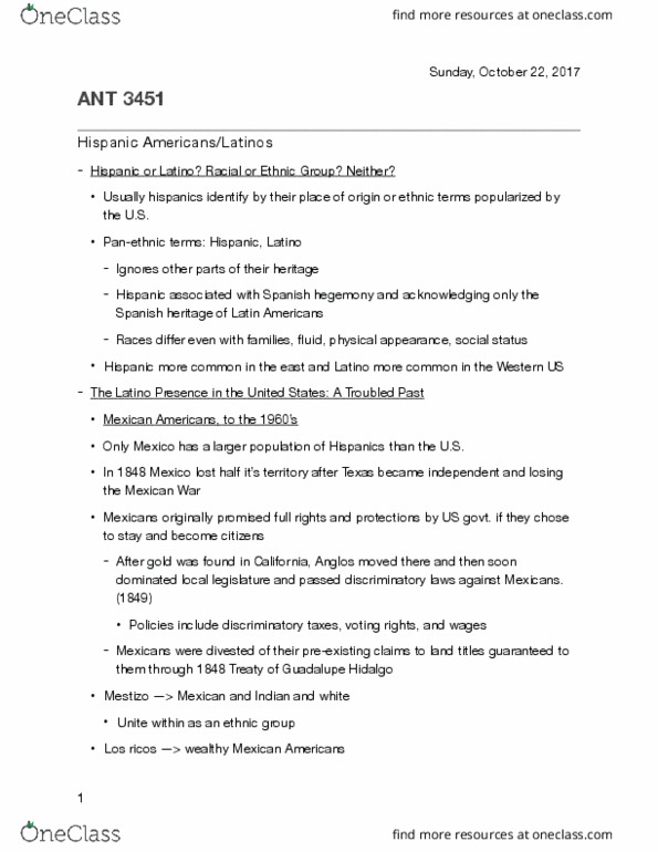 ANT-3451 Lecture Notes - Lecture 10: Demography Of The United States, Sanctuary Movement, Operation Bootstrap thumbnail