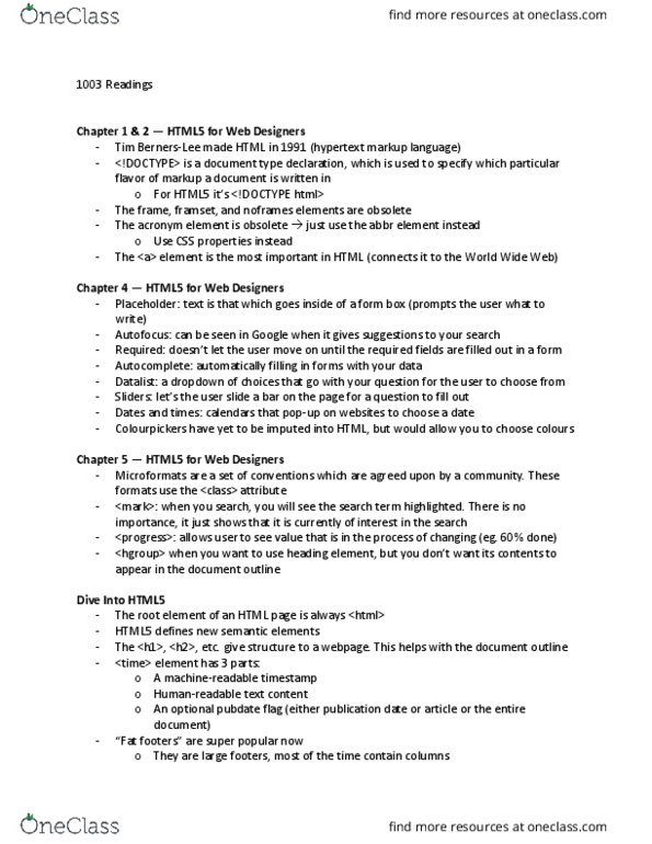 Anthropology 2100 Lecture Notes - Lecture 11: World Wide Web Consortium, Html, Document Type Declaration thumbnail