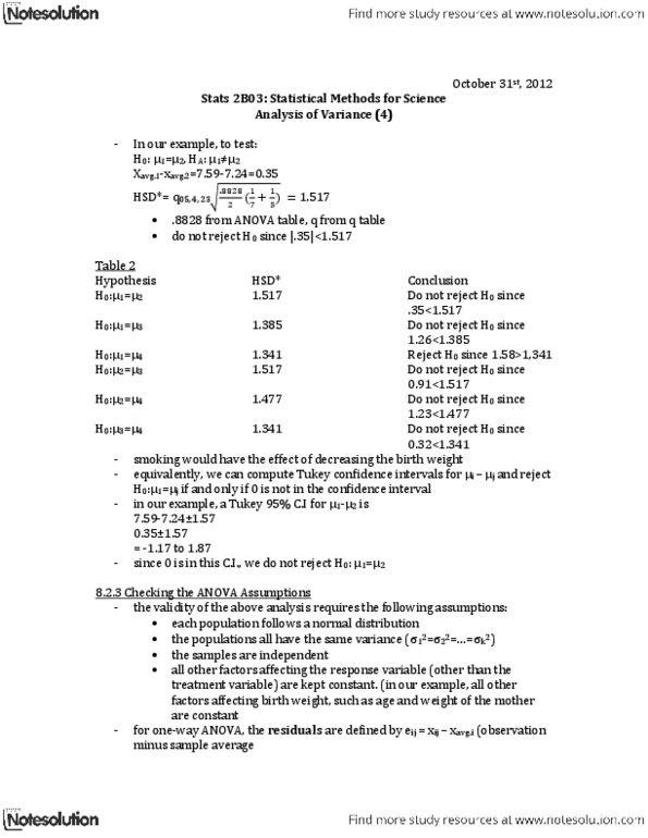 STATS 2B03 Lecture Notes - John Tukey, Confidence Interval, Birth Weight thumbnail