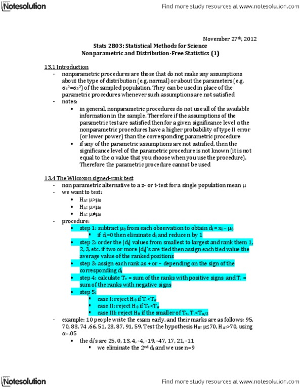 STATS 2B03 Lecture Notes - Parametric Statistics, Nsb Di 4 thumbnail