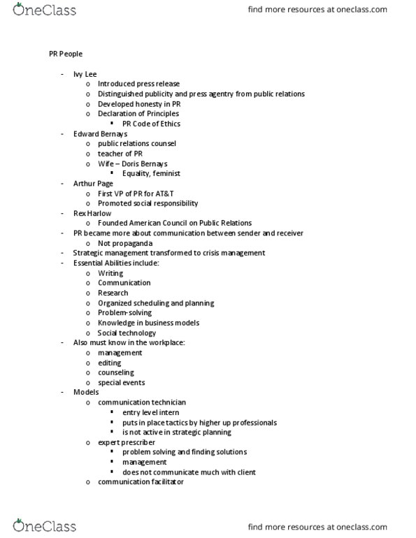 STC 101 Lecture Notes - Lecture 2: Edward Bernays, Crisis Management, Open Relationship thumbnail