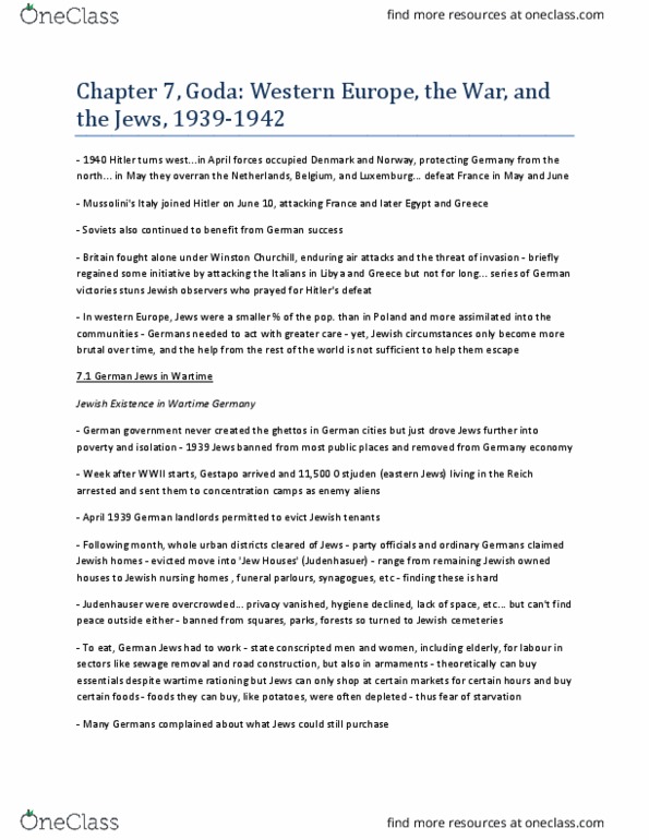 HIST 295 Chapter Notes - Chapter 7: Jewish Ethnic Divisions, Gestapo, Heinrich Himmler thumbnail