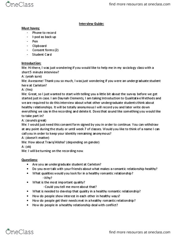 SOCI 2001 Lecture 4: Interview Guide thumbnail