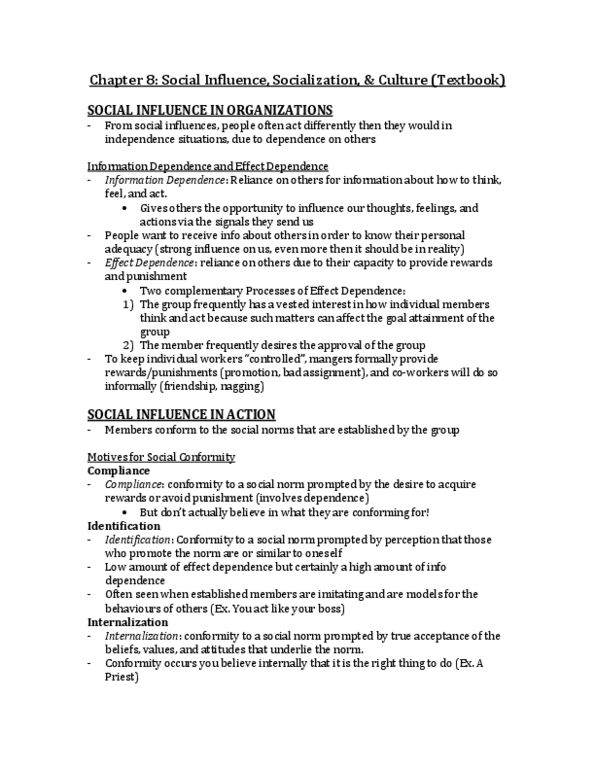 COMM 151 Lecture Notes - Organizational Citizenship Behavior, Organizational Identification, Role Conflict thumbnail