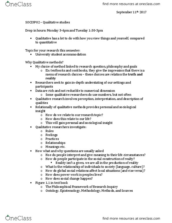 SOCI 3P02 Lecture Notes - Lecture 1: Vise, Thick Description thumbnail