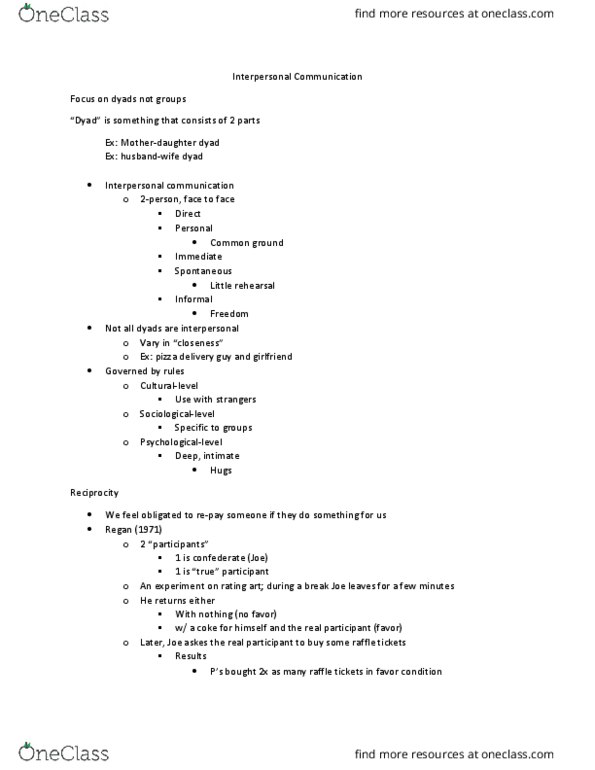 COMST 101 Lecture Notes - Lecture 7: Interpersonal Communication, Married People, Terrycloth thumbnail