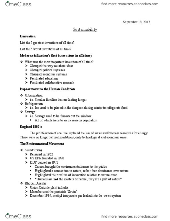 SUSTAIN 1S03 Lecture Notes - Lecture 1: Our Common Future, Methyl Isocyanate, Bhopal Disaster thumbnail