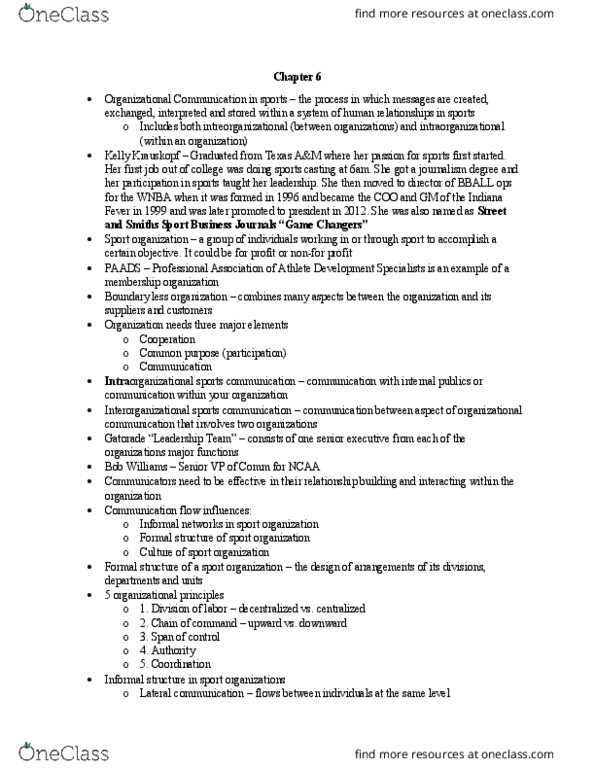SPH-C 213 Chapter Notes - Chapter 6: William Perez, Organizational Communication, Organizational Culture thumbnail