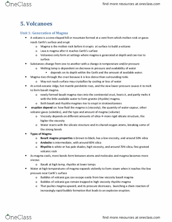 EARTHSC 2GG3 Lecture Notes - Lecture 5: Volcanic Gas, Continental Crust, Viscosity thumbnail