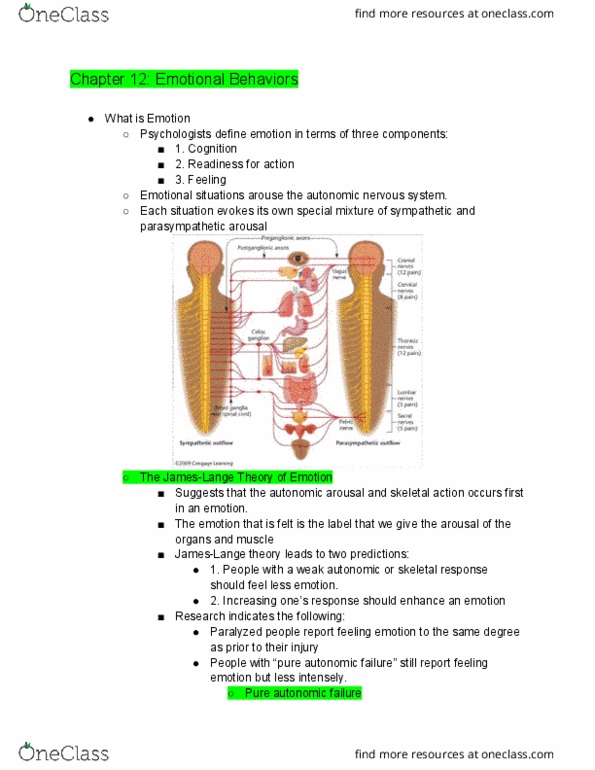 SC213 Lecture Notes - Lecture 12: Autonomic Nervous System, Insular Cortex, Sympathetic Nervous System thumbnail