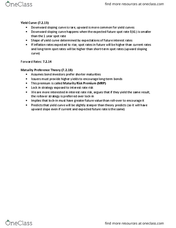 WS100 Lecture Notes - Lecture 8: Interest Rate Risk, Yield Curve, Spot Contract thumbnail