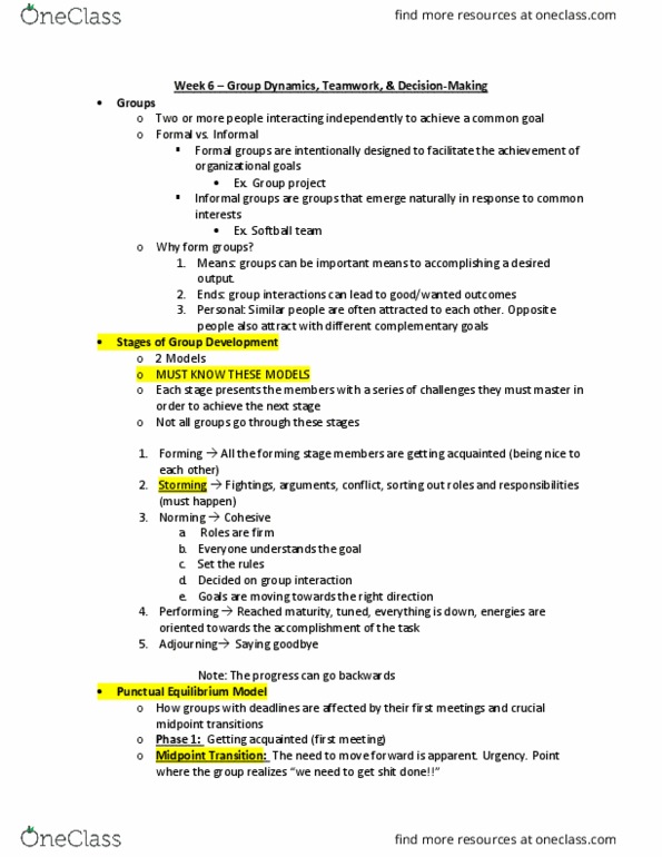 COMMERCE 1BA3 Lecture Notes - Lecture 6: Brilliant Mind, Synergy Group, Role Conflict thumbnail