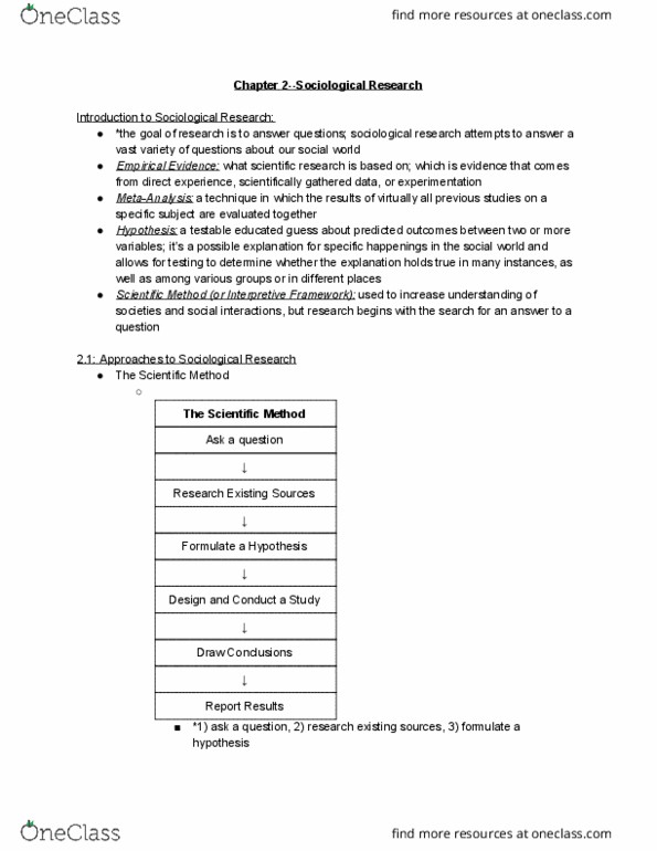 SOCIOL 103 Chapter Notes - Chapter 2: Scientific Method, Operational Definition, Knowledge Extraction thumbnail