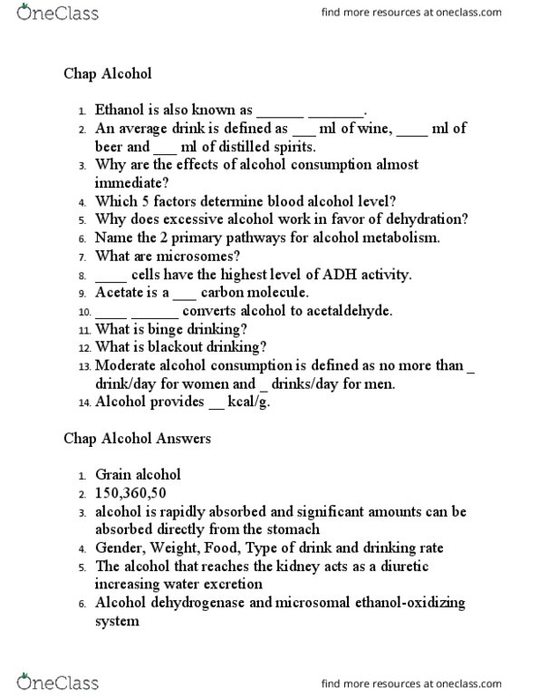 NUTR100 Chapter Notes - Chapter 5: Alcohol Dehydrogenase, Binge Drinking, Distilled Beverage thumbnail