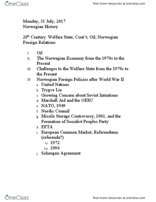 HIST 262 Lecture Notes - Lecture 1: Trygve Lie, Organisation For Economic Co-Operation And Development, Marshall Plan thumbnail