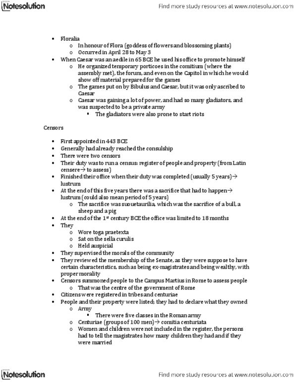 CLST 101 Lecture Notes - Toga, Floralia, 18 Months thumbnail