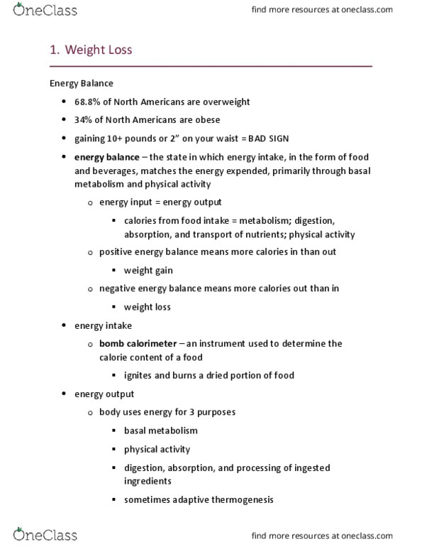 NUTR 313 Lecture Notes - Lecture 10: Brown Adipose Tissue, Lean Body Mass, Indirect Calorimetry thumbnail