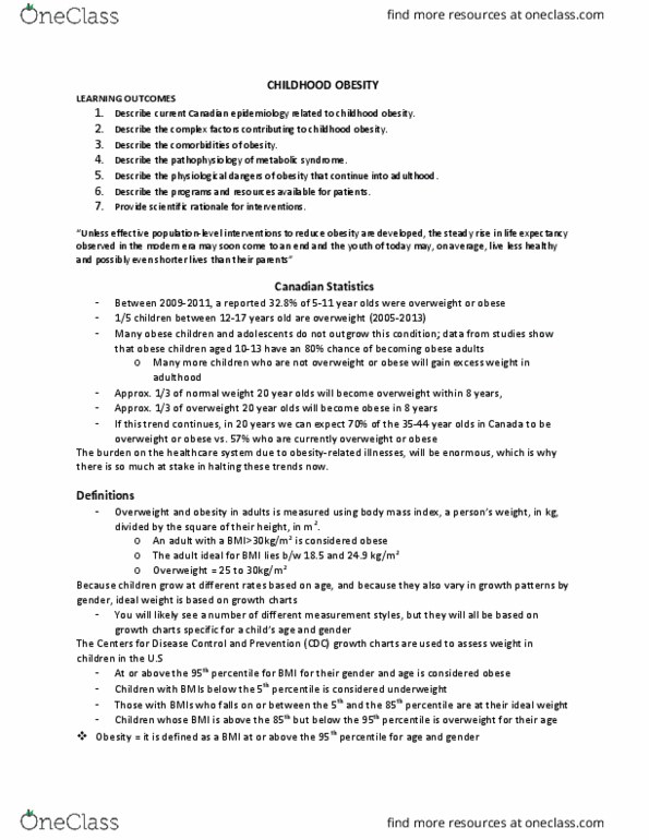 NURSING 2LA2 Lecture Notes - Lecture 5: Childhood Obesity, World Health Organization, Growth Chart thumbnail