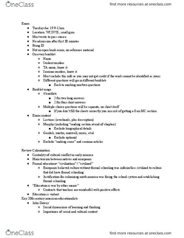 EDUC 1F95 Lecture Notes - Lecture 8: John Dewey, Multiple Choice, Centrality thumbnail