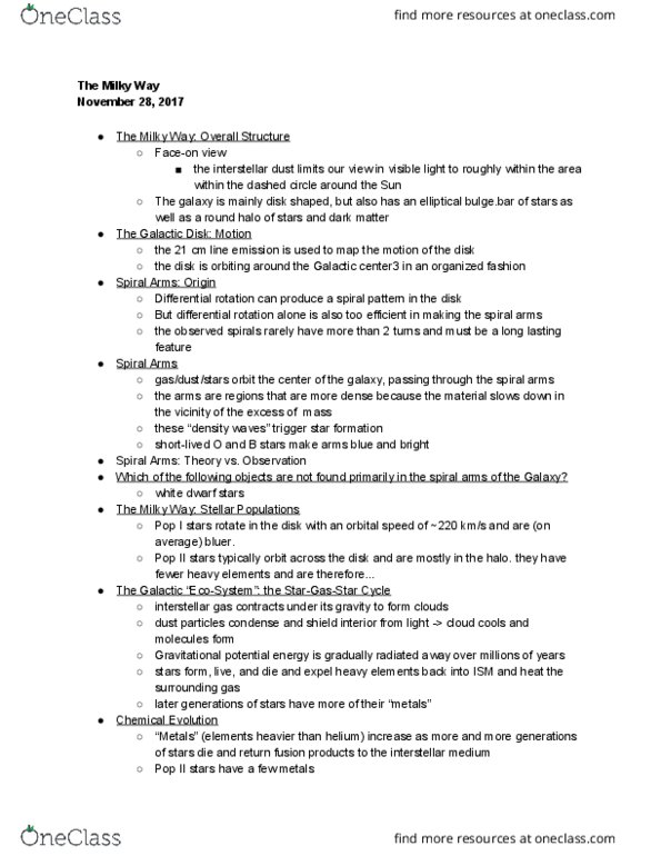 ASTRON 100 Lecture Notes - Lecture 24: Dark Matter Halo, Gravitational Energy, Density Wave Theory thumbnail