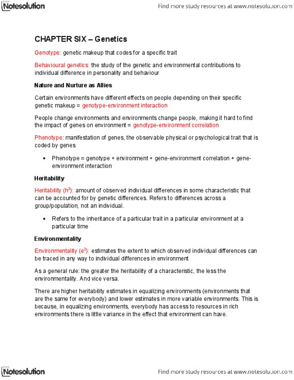 PSYB30H3 Chapter Notes -Behavioural Genetics, Genetic Screen, Mendelian Inheritance thumbnail