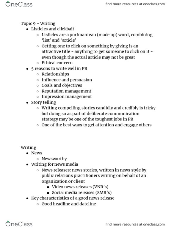 P R 220 Lecture Notes - Lecture 9: News Style, Clickbait, Reputation Management thumbnail