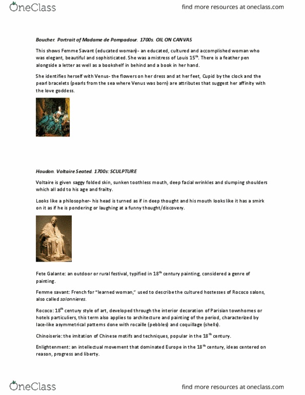 ARTH 120 Lecture Notes - Lecture 16: Madame De Pompadour, Rococo, Chinoiserie thumbnail