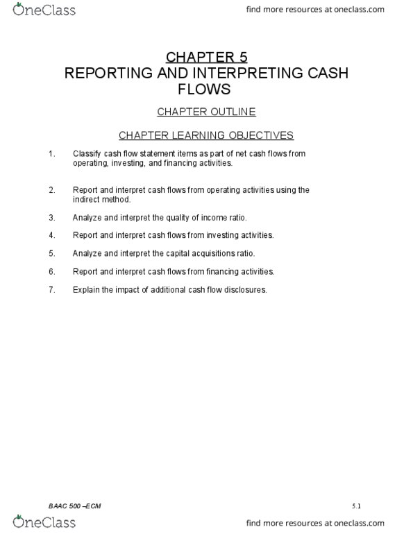 COMM 293 Lecture Notes - Lecture 5: Cash Flow Statement, Cash Flow, Income Statement thumbnail