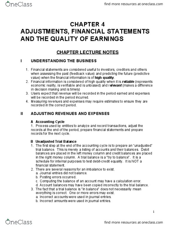 COMM 293 Lecture Notes - Lecture 4: Trial Balance, Accounting Information System, Financial Statement thumbnail